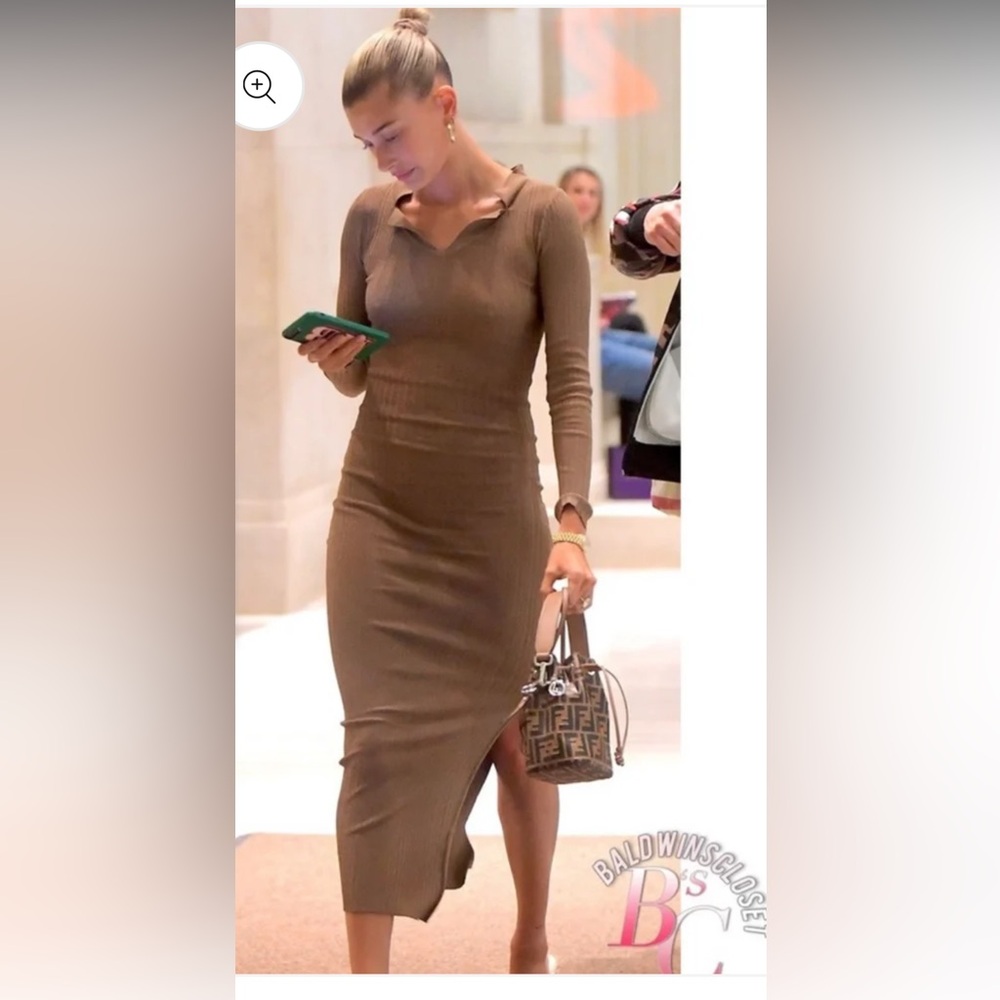 Toteme Arezzo brown ribbed midi dressss xs